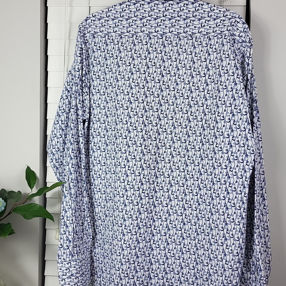 Georg Roth Los Angeles Button-Down Shirt with Navy All-Over Print. Size L - Picture 9 of 10